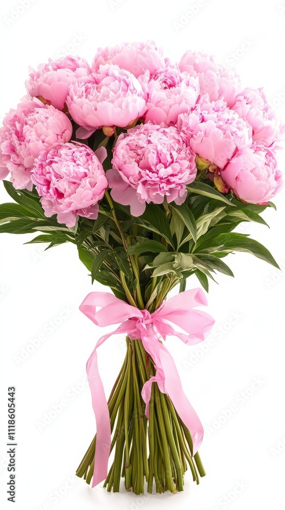 Bouquet of Blooming Beauty: A delightful bouquet of vibrant pink peonies tied with a delicate ribbon, showcasing the elegance and charm of nature's finest floral display. Bouquet of Blooming Beauty: A delightful bouquet of vibrant pink peonies tied with a delicate ribbon, showcasing the elegance and charm of nature's finest floral display.