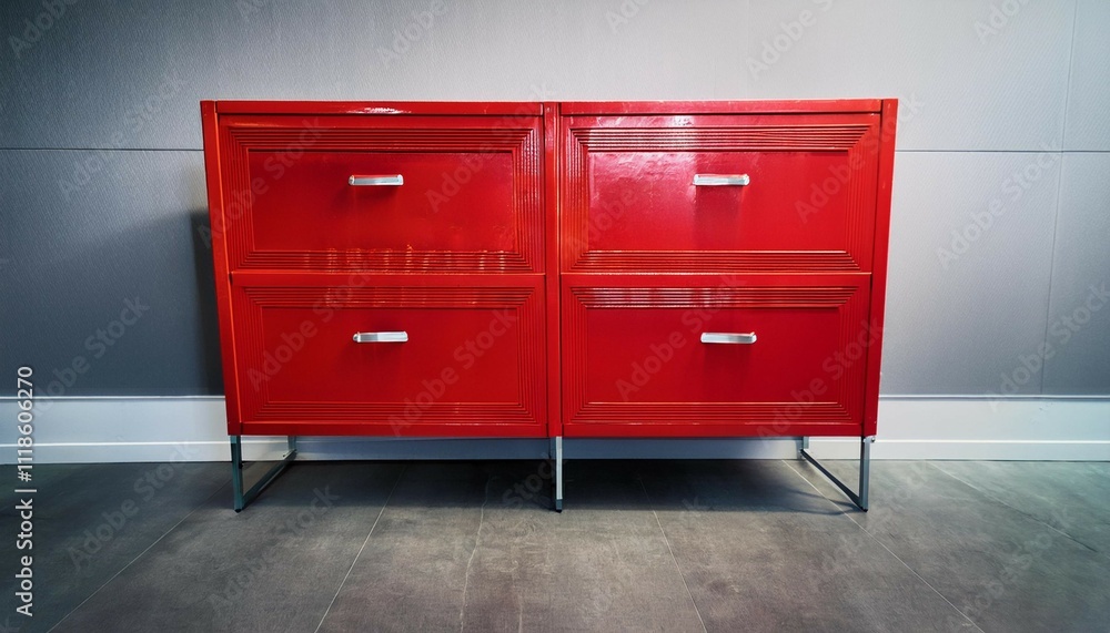 vibrant red storage unit on textured floor for modern spaces vibrant red storage unit on textured floor for modern spaces