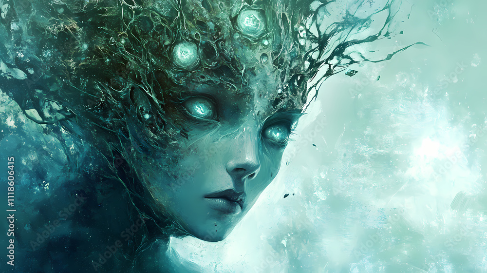 A creature with the ability to create illusions and manipulate reality with its thoughts. Mirage. Illustration A creature with the ability to create illusions and manipulate reality with its thoughts. Mirage. Illustration