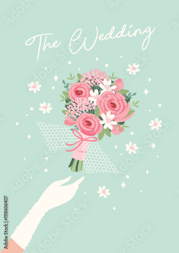 The Wedding. Vector illustration for marriage concept and other