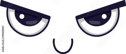 Cartoon face features narrowed eyes and a slight smile, conveying a passive aggressive expression, ideal for illustrating sarcasm, subtle anger, or mixed emotions