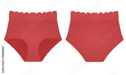 Red female panties knickers. vector