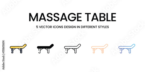 Massage Table icons set in different style vector stock illustration