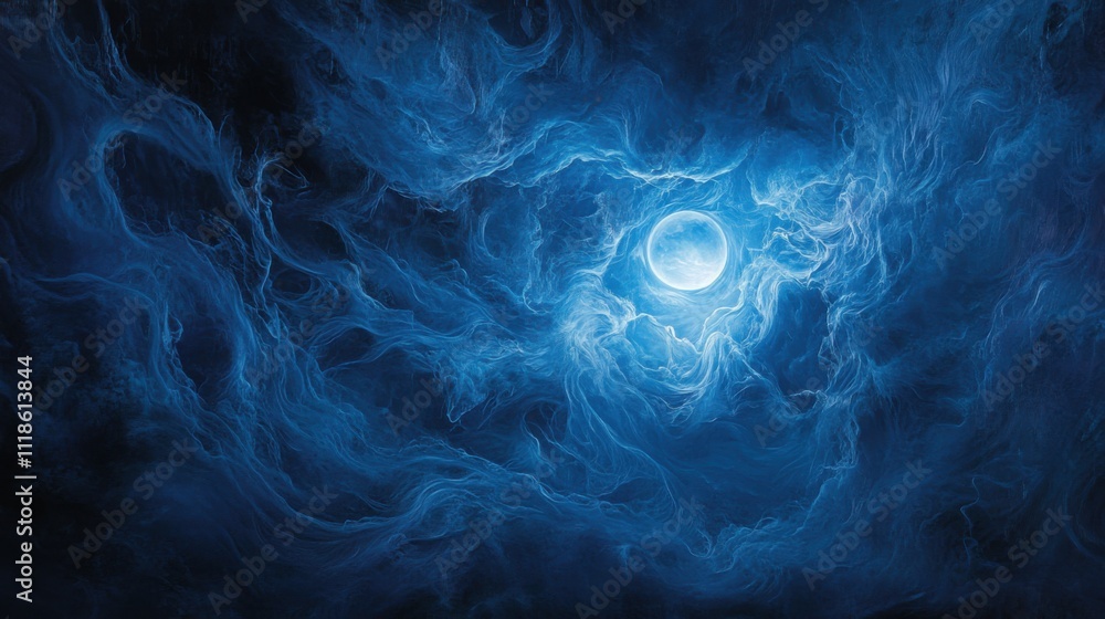 Fototapeta premium Mysterious night sky with luminous full moon