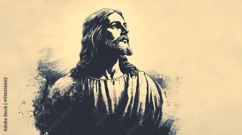 Mystical Jesus statue illustration surrounded by glowing light, spiritual energy, and peaceful natural surroundings for a divine ambiance. Mystical Jesus statue illustration surrounded by glowing light, spiritual energy, and peaceful natural surroundings for a divine ambiance.