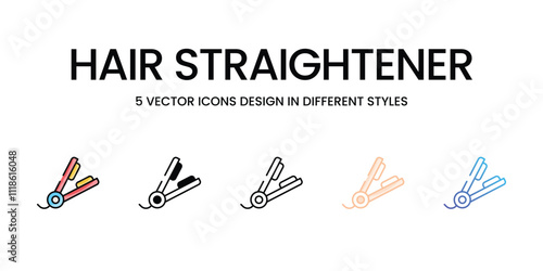 Hair Straightener icons set in different style vector stock illustration