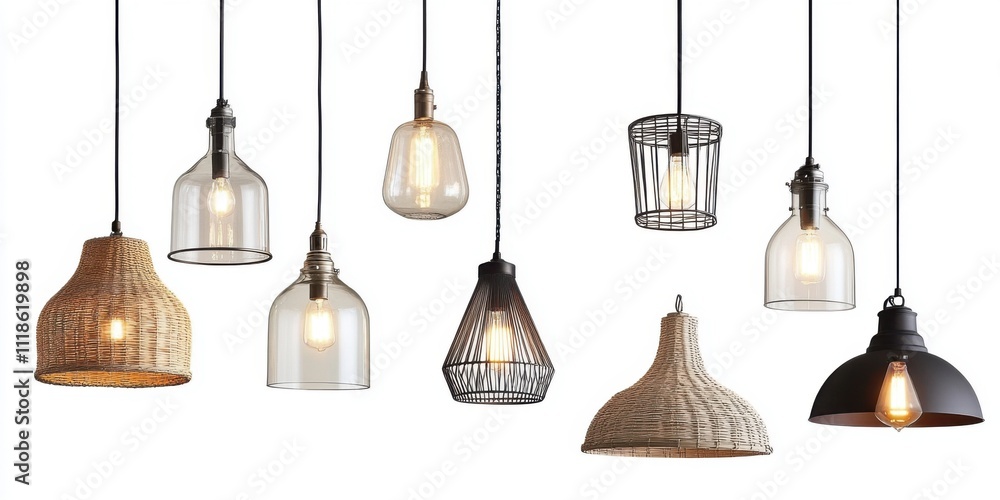 Obraz premium Stylish pendant light fixtures collection display