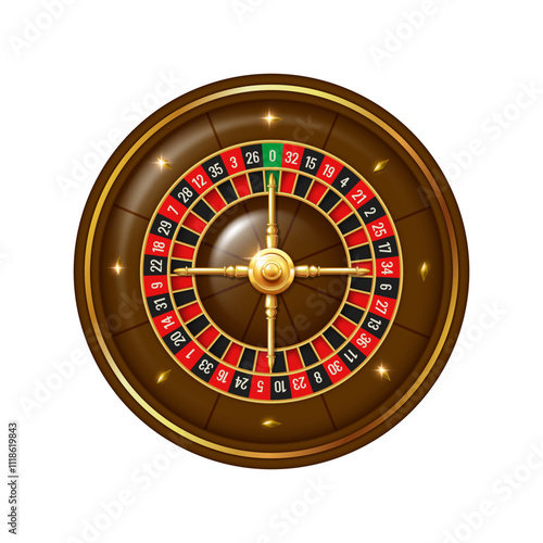 Roulette wheel. Casino roulette wheel. Vector clipart isolated on white background.