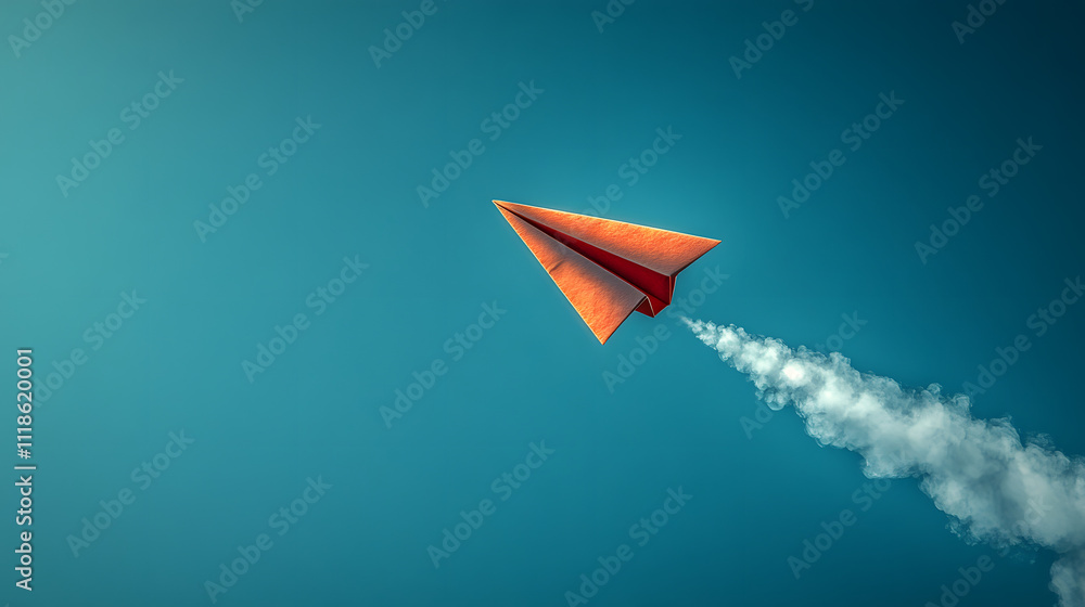 A Paper Airplane Soaring Gracefully Through Clear Blue Skies with Dynamic Motion and Subtle Air Resistance Streaks A Paper Airplane Soaring Gracefully Through Clear Blue Skies with Dynamic Motion and Subtle Air Resistance Streaks