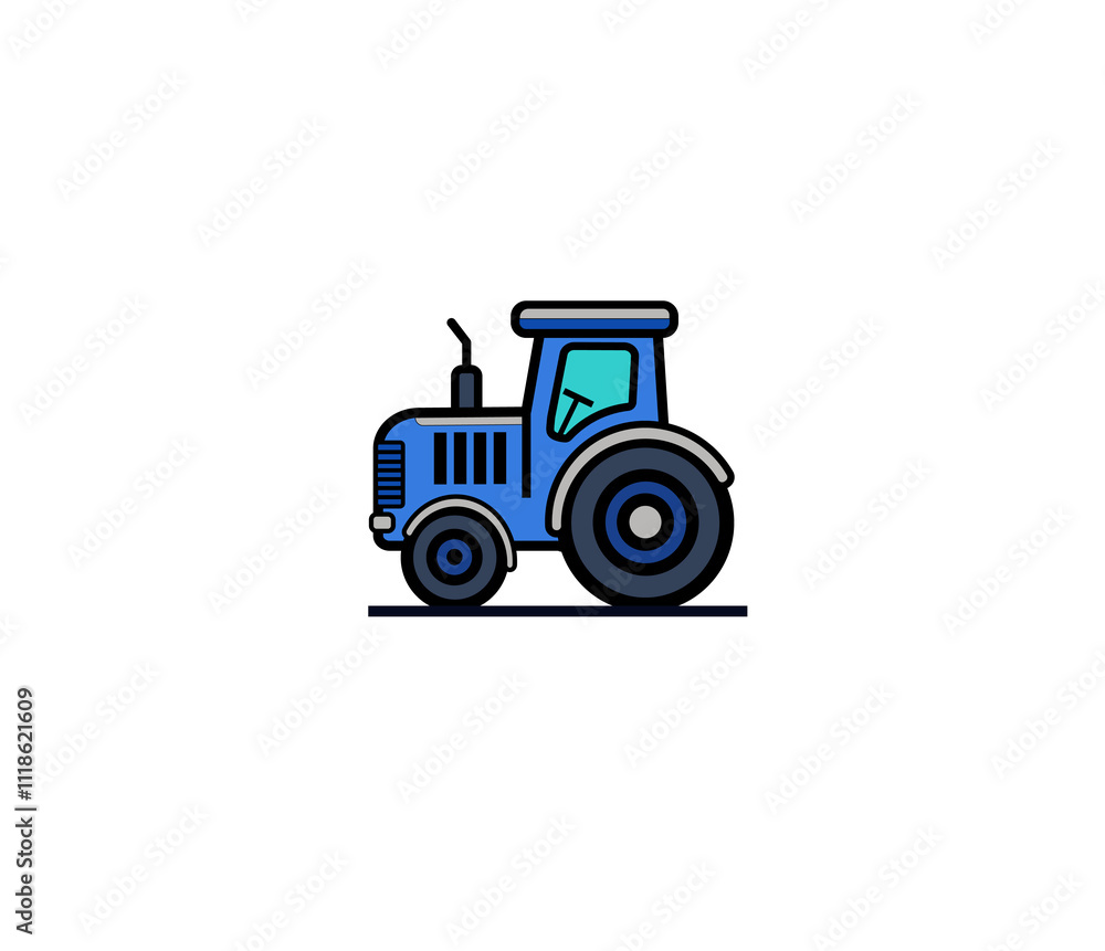 Vector illustration of a cartoon tractor on a white background Vector illustration of a cartoon tractor on a white background