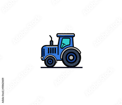 Vector illustration of a cartoon tractor on a white background	