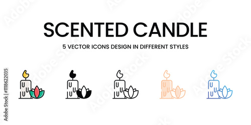 Scented Candle icons set in different style vector stock illustration