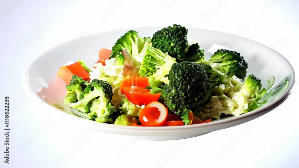 Vibrant vegetable salad assembly: fresh ingredients and colorful presentation Vibrant vegetable salad assembly: fresh ingredients and colorful presentation
