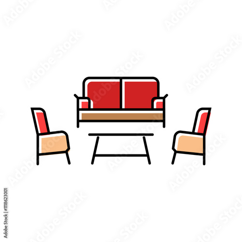conversation set outdoor furniture color icon vector. conversation set outdoor furniture sign. isolated symbol illustration