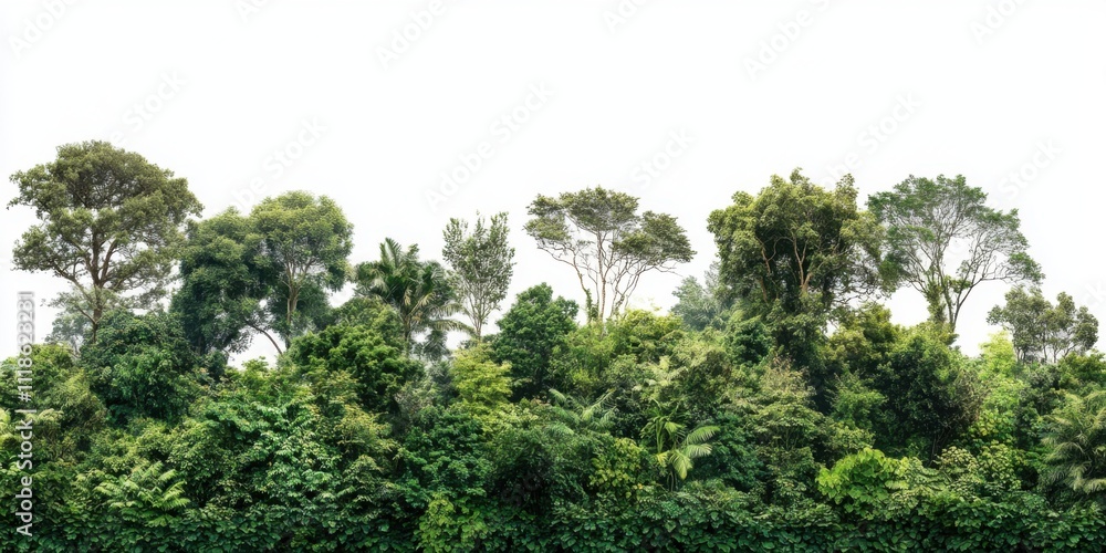 Vibrant green forest foliage under bright sky Vibrant green forest foliage under bright sky