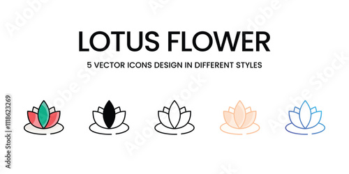 Fototapeta Lotus Flower icons set in different style vector stock illustration