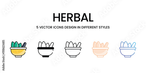 Herbal icons set in different style vector stock illustration