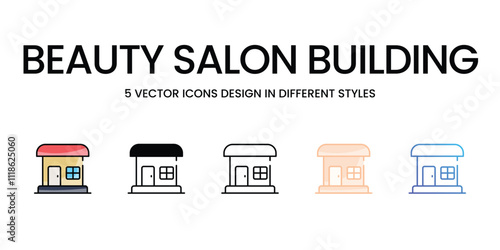 Beauty Salon Building icons set in different style vector stock illustration