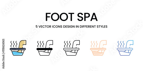 Foot Spa icons set in different style vector stock illustration