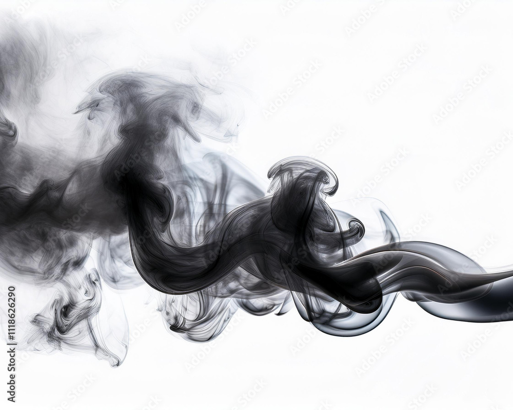 Fototapeta premium Isolated black smoke on a clear background cutout