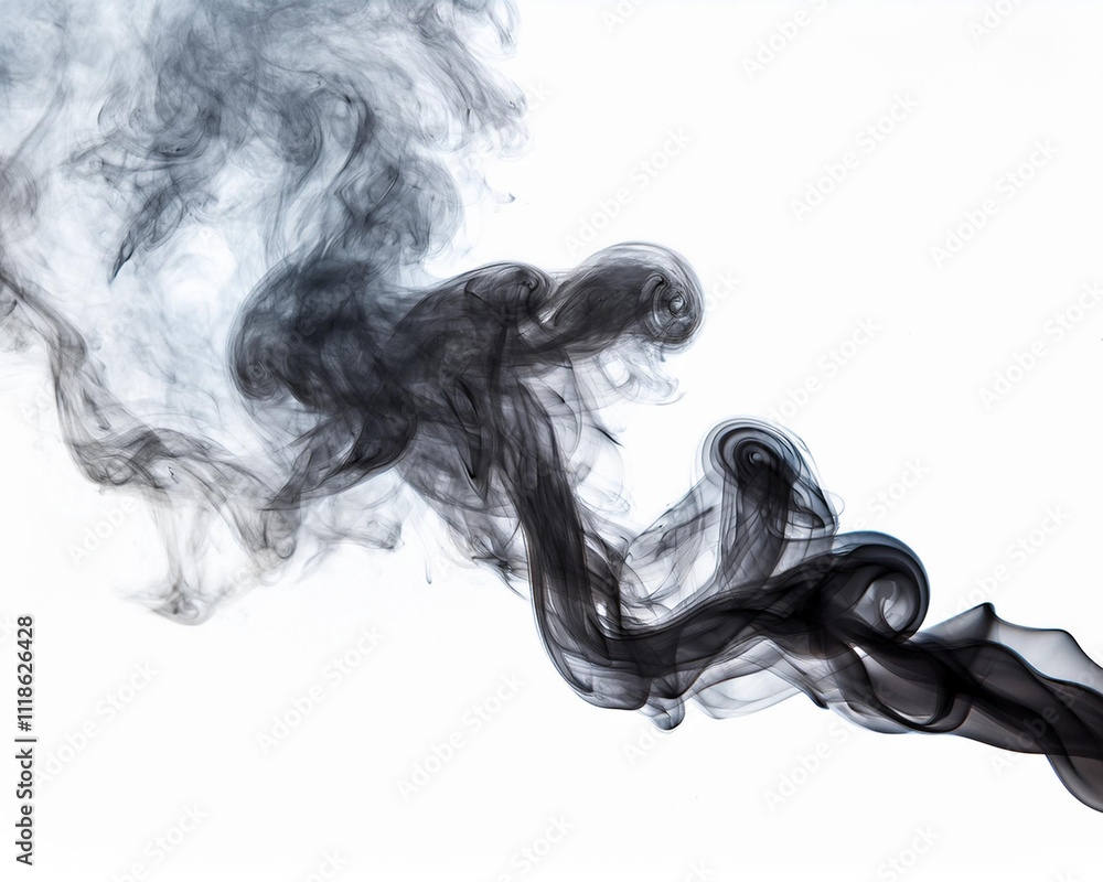 Fototapeta premium Isolated black smoke on a clear background cutout
