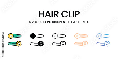 Hair Clip icons set in different style vector stock illustration