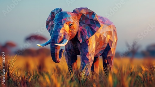  Elephant in Colorful Polygonal Low Poly Design