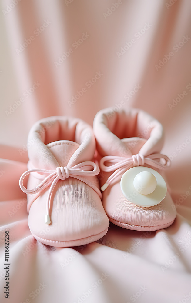 A sweet and intimate baby girl celebration featuring pastel hues, delicate booties, a soft pacifier, and lovingly crafted gifts._00001_ A sweet and intimate baby girl celebration featuring pastel hues, delicate booties, a soft pacifier, and lovingly crafted gifts._00001_