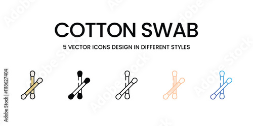 Cotton Swab icons set in different style vector stock illustration