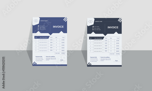 unique invoice design. creative invoice design layout.