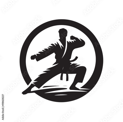 martial art pose silhouette vector illustration