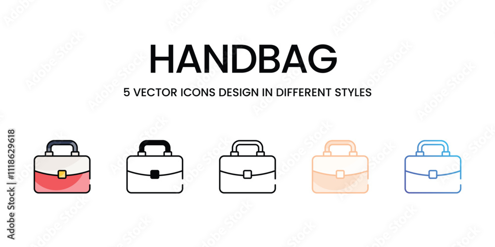Handbag icons set in different style vector stock illustration Handbag icons set in different style vector stock illustration