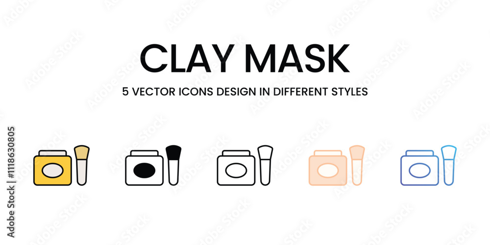 Fototapeta premium Clay Mask icons set in different style vector stock illustration