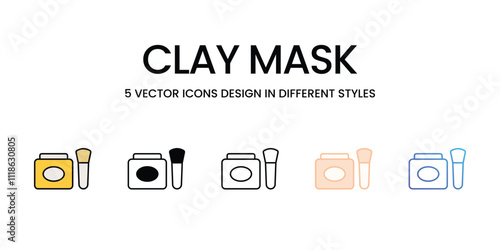 Clay Mask icons set in different style vector stock illustration