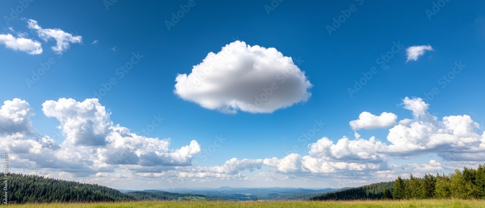 A grassy field with trees and clouds in the sky A grassy field with trees and clouds in the sky