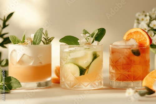 Refreshing spring cocktails with citrus and herb garnishes for easter celebrations