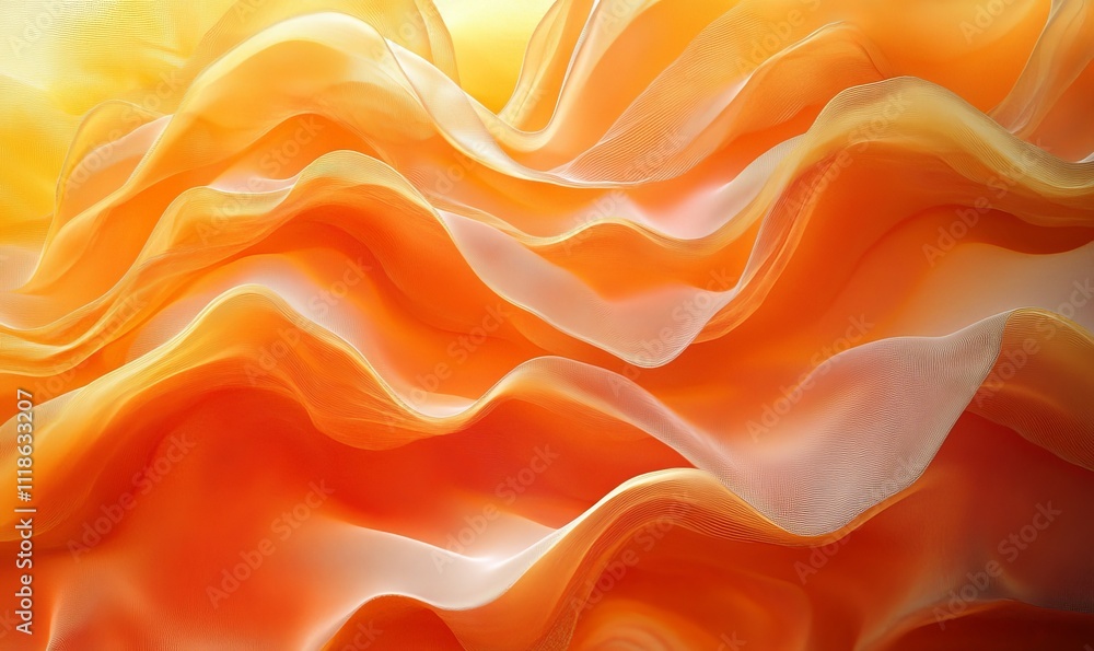 Obraz premium Orange Wavy Flow Background, Generative AI