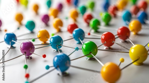A group of colorful pins connected to each other