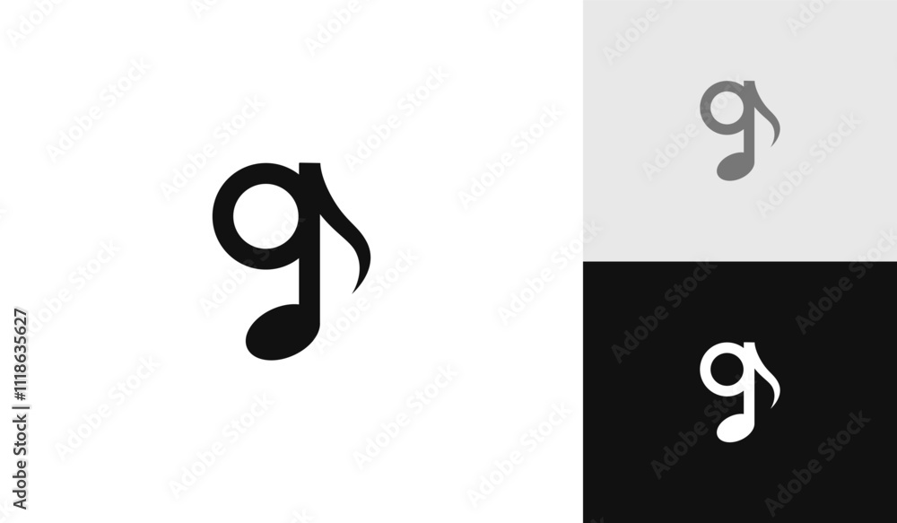 Letter G logo with music note icon vector Letter G logo with music note icon vector