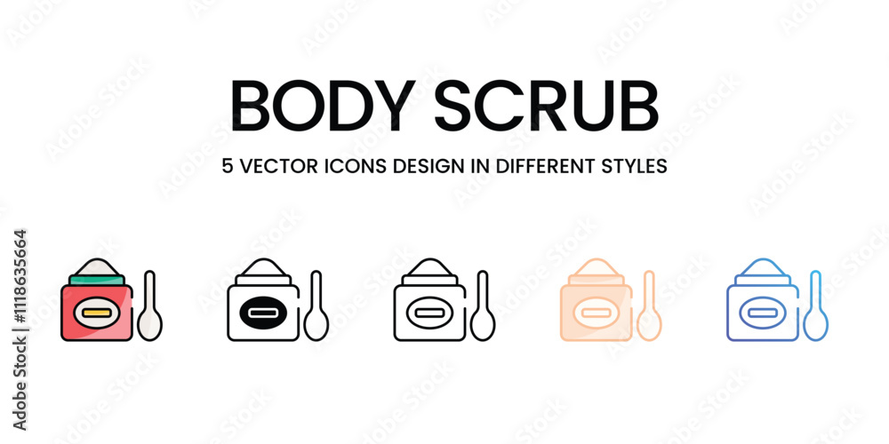 Body Scrub icons set in different style vector stock illustration Body Scrub icons set in different style vector stock illustration