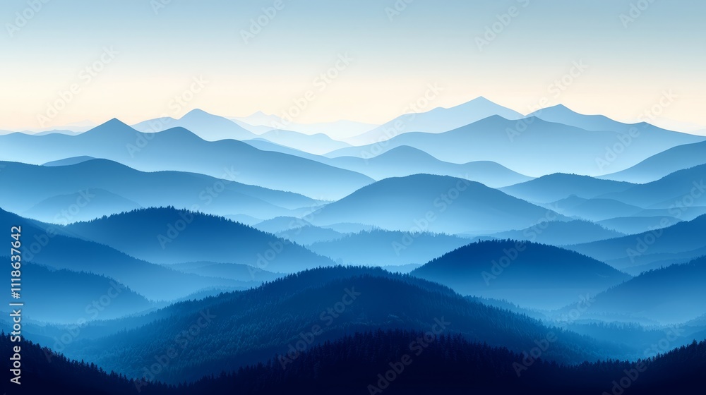 Obraz premium A view of a mountain range with trees in the foreground