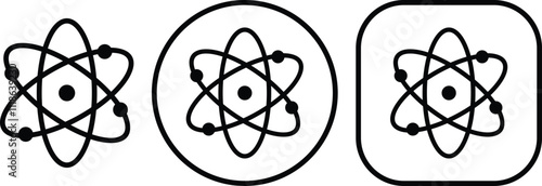 Atom or proton nucleus Icon in line set molecular symbol isolated vector for apps or web isolated on transparent background. Nuclear Orbit spin physics energy core Chemistry and science technology