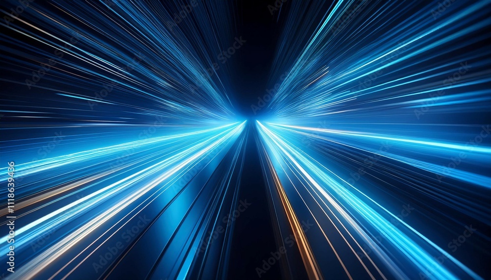Obraz premium dynamic motion blur of fast moving blue streaks speed motion rapid blurred streaks abstract energy velocity