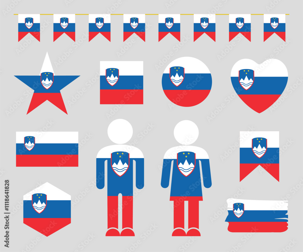 Slovenia flag set. Isolated Slovenia flag on white background Slovenia flag set. Isolated Slovenia flag on white background