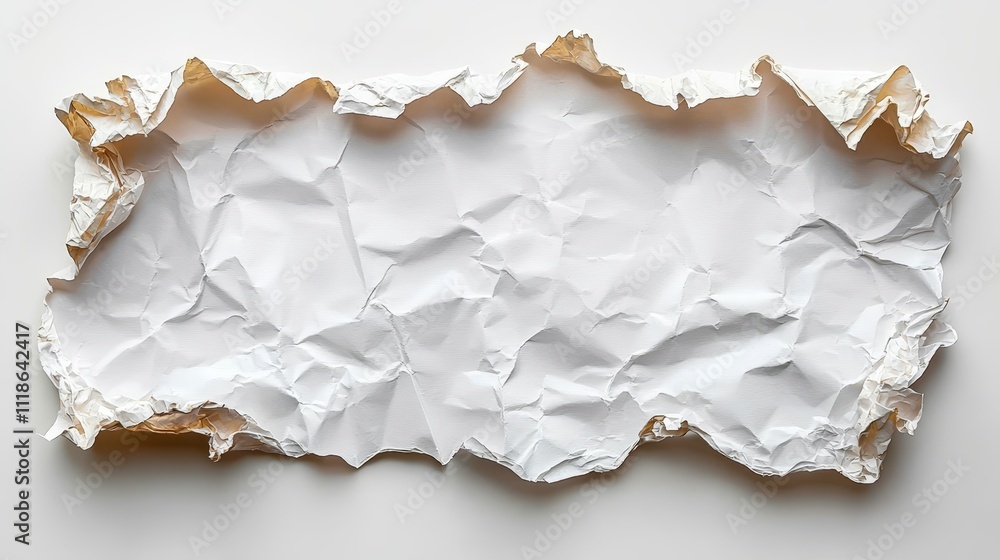 A piece of white crumpled paper on a white surface A piece of white crumpled paper on a white surface