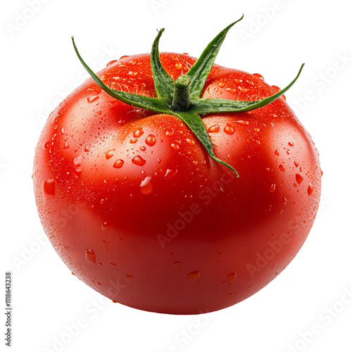 tomato with water drops on white background