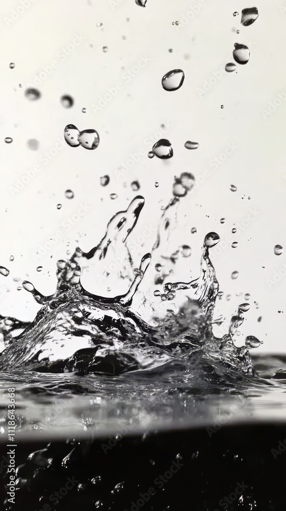Water Droplet Symphony: A captivating close-up of water droplets creating an intricate and dynamic splash. The grayscale palette emphasizes the textures and forms of the water. Water Droplet Symphony: A captivating close-up of water droplets creating an intricate and dynamic splash. The grayscale palette emphasizes the textures and forms of the water.