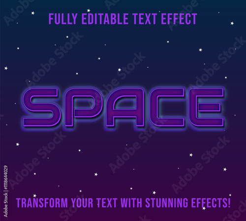 Editable text effects Space theme, Customizable and Ready to Use.