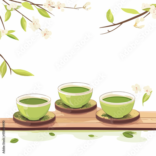 Elegant Tea Ceremony Brochure Template with Traditional Matcha Tea photo