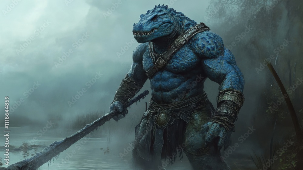 Crocodilian warrior emerges from swamp Crocodilian warrior emerges from swamp